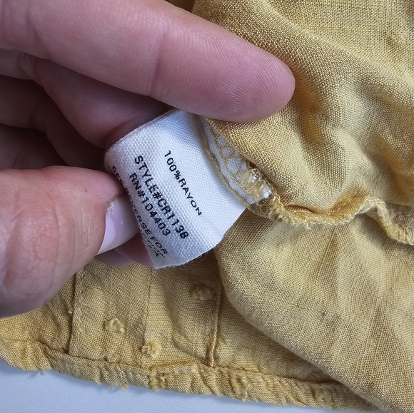 Mine Brand Blouse Puff Sleeve Textured Polka Dot Sunflower Yellow Fall Small ^^ - Picture 6 of 8